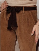 Dámské manšestrové kalhoty DANORIA v jedné velikosti s páskem camel FashionStreet UY2289
