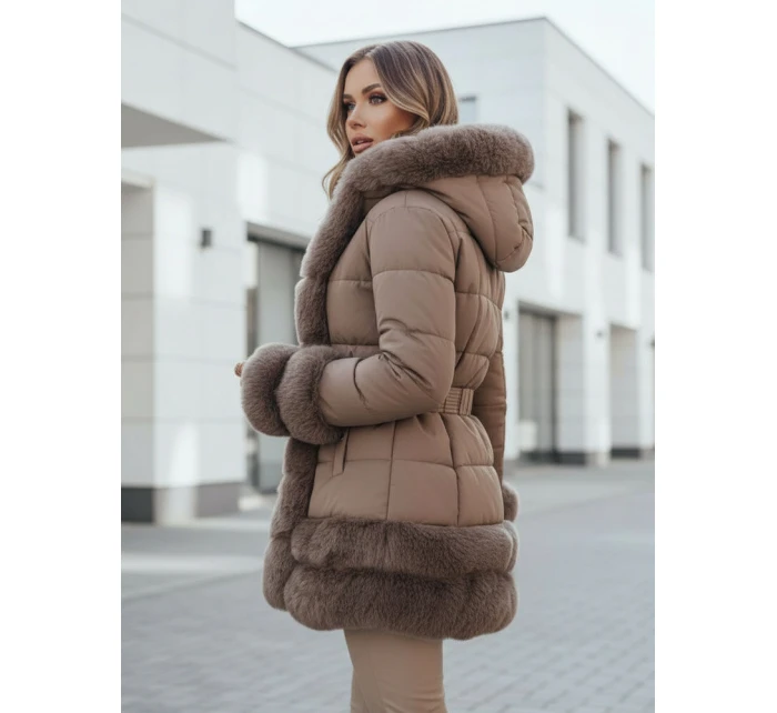 CITYGLANCE dámská zimní bunda s kožešinou hnědá FashionStreet TY5048 CITYGLANCE dámská zimní bunda s kožešinou hnědá FashionStreet TY5048