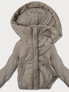 Dámská krátká bunda s kapucí J Style béžová (16M9237-62)