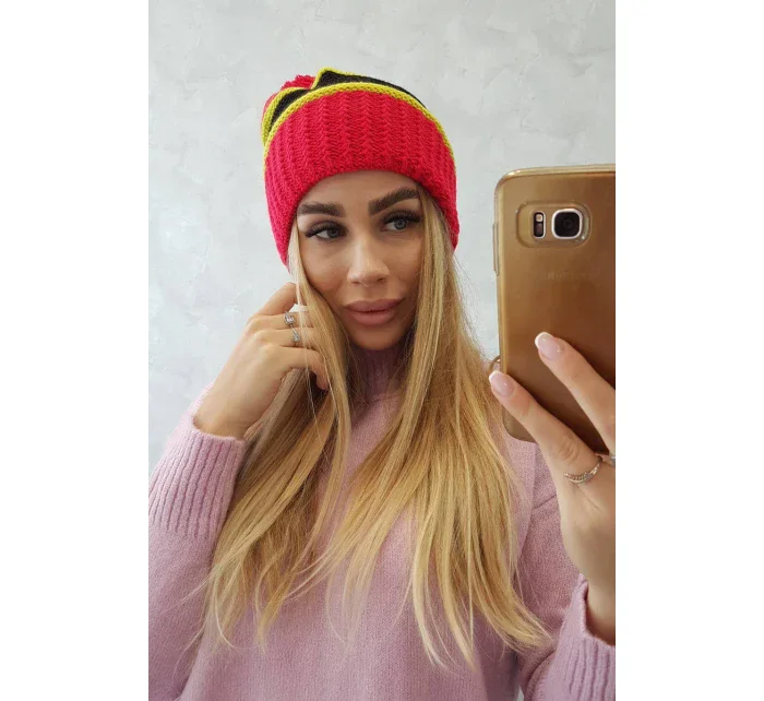 Dámská čepice Kinga K297 červená+kiwi+černá Dámská čepice Kinga K297 červená+kiwi+černá