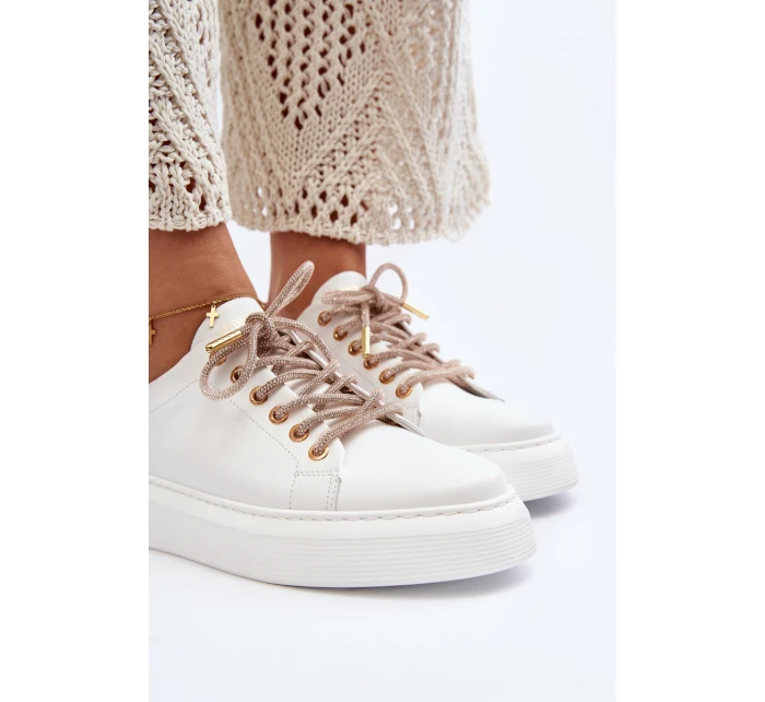 Kožené dámské sportovní boty CheBello 4362 bílé