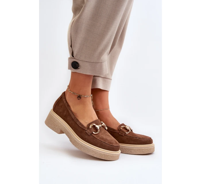 Zazoo 3429 Zamszové Dámské Mokasíny S Ozdobou Hnědé