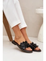 Zazoo 40381 Dámské Kožené Pantofle Na Plochém Podpatku Černé Zazoo 40381 Dámské Kožené Pantofle Na Plochém Podpatku Černé