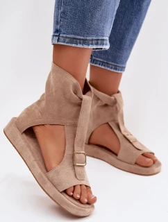 Dámské sandály s vysokým svrškem tmavě béžové model 21943374 - Boto