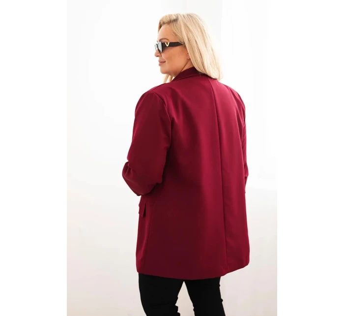 Dámská elegantní plus size sako bordó Dámská elegantní plus size sako bordó