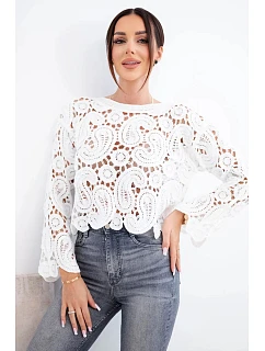 Dámský letní krajkový svetr s knoflíky a dlouhým rukávem černý