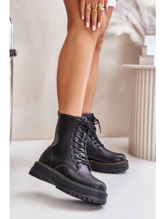 Zateplené botky workerky z eko kůže na zip černé Naleli