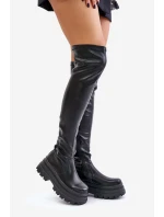 Kozačky Po Kolena Na Masivní Platformě Černé Zinera