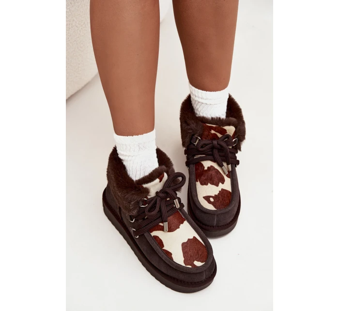 Dámské sněhule z přírodní semišové látky D.Franklin DFSH375008 čokoládové