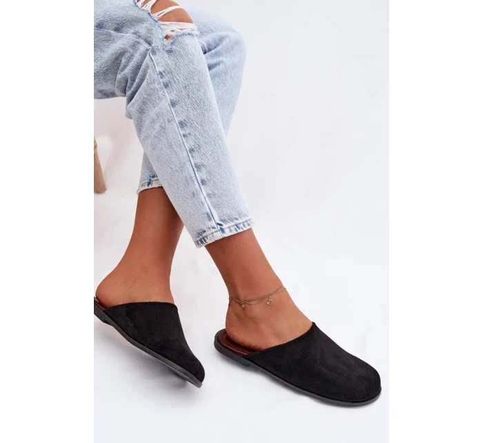 Dámské ploché nazouváky z eko semiše Černé Veronelle