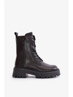 Kožené Zateplené Kotníkové Boty Workery Dámské Big Star Černé