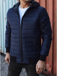 Pánská přechodná prošívaná bunda s kapucí tmavě modrá FashionStreet TX4936