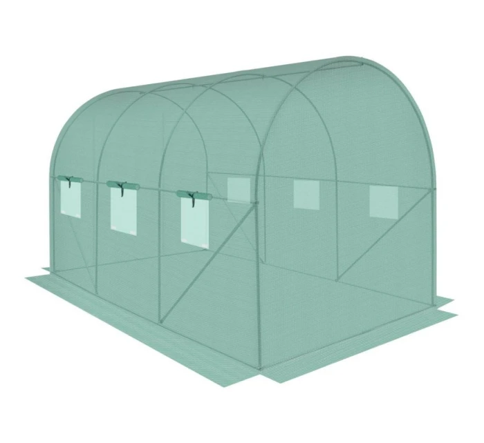 SKLENÍK ZAHRADNÍ TUNEL 200X300X200CM PE KONSTRUKCE ZELENÁ OCEL