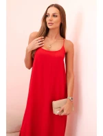 Dlouhá šaty na ramínka červená