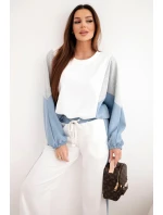 Dámská souprava máslo s volnou mikinou a kalhotami s širokou nohavicí model 21938024 - K-Fashion