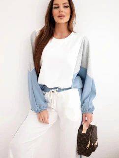 Dámská souprava máslo s volnou mikinou a kalhotami s širokou nohavicí model 21938024 - K-Fashion