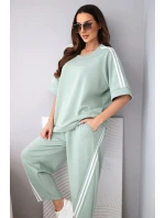 Dámský máslový komplet z viskózy mikina a kalhoty s lampasy tmavě mátová Dámský máslový komplet z viskózy mikina a kalhoty s lampasy tmavě mátová