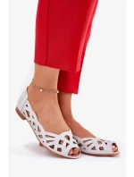 Dámské perforované baleríny s otevřenou špičkou Calgis – stříbrné