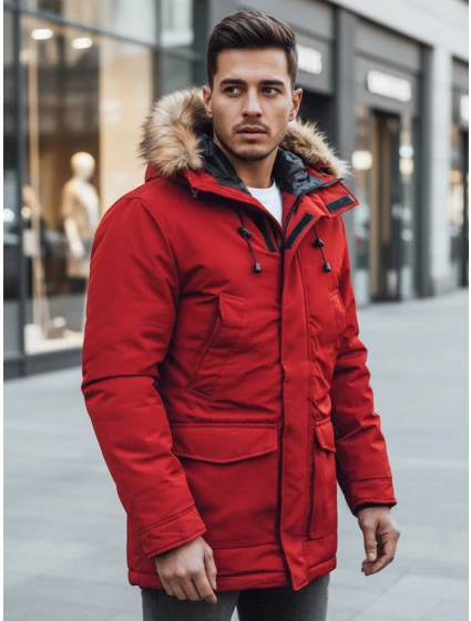 Pánská zimní bunda parka červená FashionStreet TX2995z Pánská zimní bunda parka červená FashionStreet TX2995z