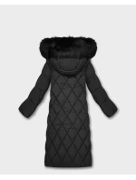 Černá dlouhá dámská zimní bunda s kapucí (7688BIG) Černá dlouhá dámská zimní bunda s kapucí (7688BIG)