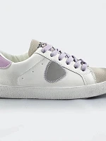 Bílo-fialové dámské tenisky trampky z různých spojených materiálů (1088)