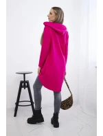 Mikina s dlouhými zády a kapucí fuchsiová