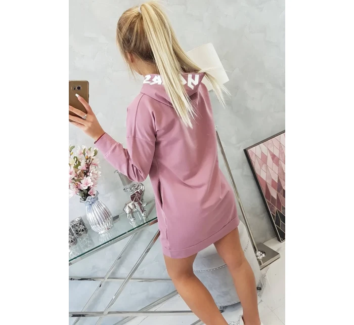 Oversize šaty s kapucí tmavě růžové Oversize šaty s kapucí tmavě růžové