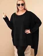 Dámská tunika Plus Size z bavlny s asymetrickým spodním lemem černá