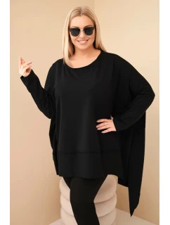 Dámská tunika Plus Size z bavlny s asymetrickým spodním lemem černá