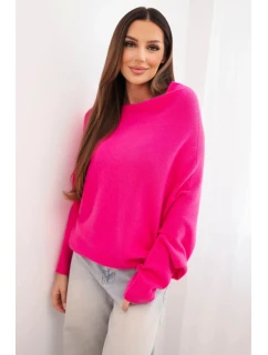 Svetr dámský viskózový asymetrický typu netopýr fuchsie