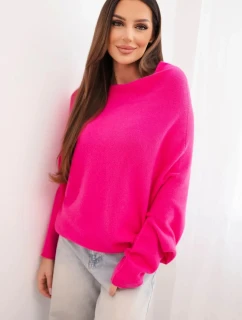 Svetr dámský viskózový asymetrický typu netopýr fuchsie