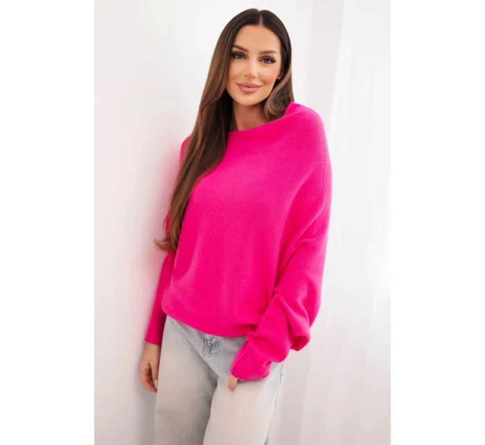 Svetr dámský viskózový asymetrický typu netopýr fuchsie