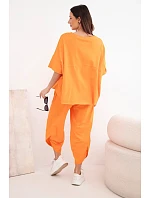 Bavlněný komplet halenka + kalhoty pomeranč