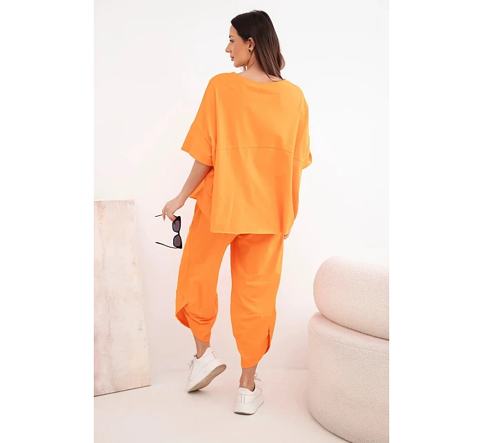 Bavlněný komplet halenka + kalhoty pomeranč