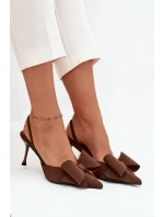 Lodičky s odkrytými patami a mašlí Hnědé Eklevia