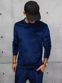 Pánská tmavě modrá velurová mikina FashionStreet BX5531