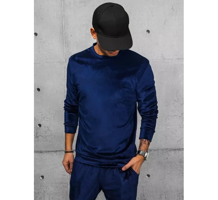 Pánská tmavě modrá velurová mikina FashionStreet BX5531