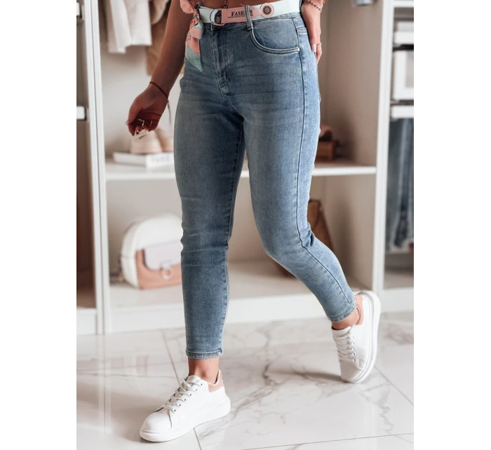 Dámské džínové kalhoty slim fit s páskem TRENDLINE modré FashionStreet UY2478