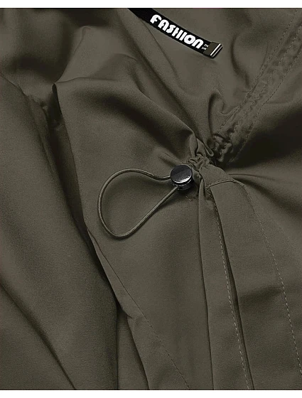 Tenký dámský přehoz přes oblečení v khaki barvě s kapucí model 18013334 - S'WEST Tenký dámský přehoz přes oblečení v khaki barvě s kapucí model 18013334 - S'WEST