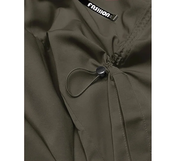 Tenký dámský přehoz přes oblečení v khaki barvě s kapucí model 18013334 - S'WEST Tenký dámský přehoz přes oblečení v khaki barvě s kapucí model 18013334 - S'WEST