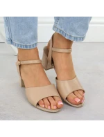 Béžové dámské sandály na jehlovém podpatku model 21904915 - VINCEZA