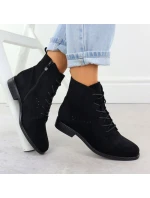 Dámské černé semišové prolamované kozačky model 21905582 - S.Barski Dámské černé semišové prolamované kozačky model 21905582 - S.Barski