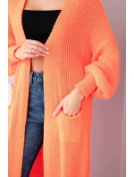 Dlouhý svetr kardigan neonově oranžový