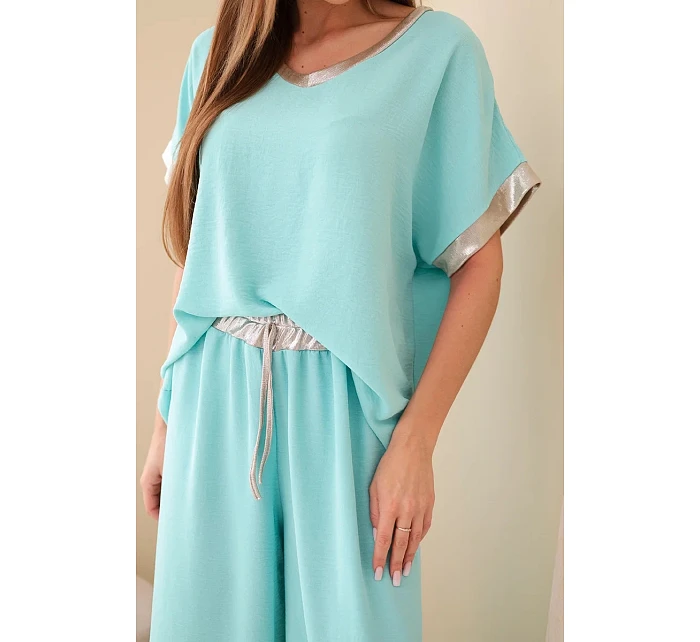 Komplet z viskózy se zlatým lemováním mátový Komplet z viskózy se zlatým lemováním mátový