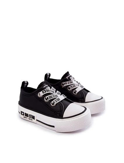 Dětské kožené tenisky BIG STAR model 21594816 Černý a bílý - Big Star Shoes Dětské kožené tenisky BIG STAR model 21594816 Černý a bílý - Big Star Shoes