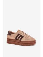 Dámské sneakersy na platformě z přírodní semiše béžové Eldira Dámské sneakersy na platformě z přírodní semiše béžové Eldira