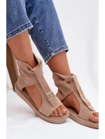 Dámské sandály s vysokým svrškem tmavě béžové model 21943374 - Boto