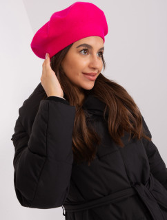 Tmavě růžový hladký pletený baret