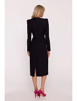 Dámské šaty s ozdobnými rameny model 22290568 černé - STYLOVE