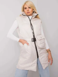 Péřová vesta v ecru barvě se stojáčkem Factory Price (612)